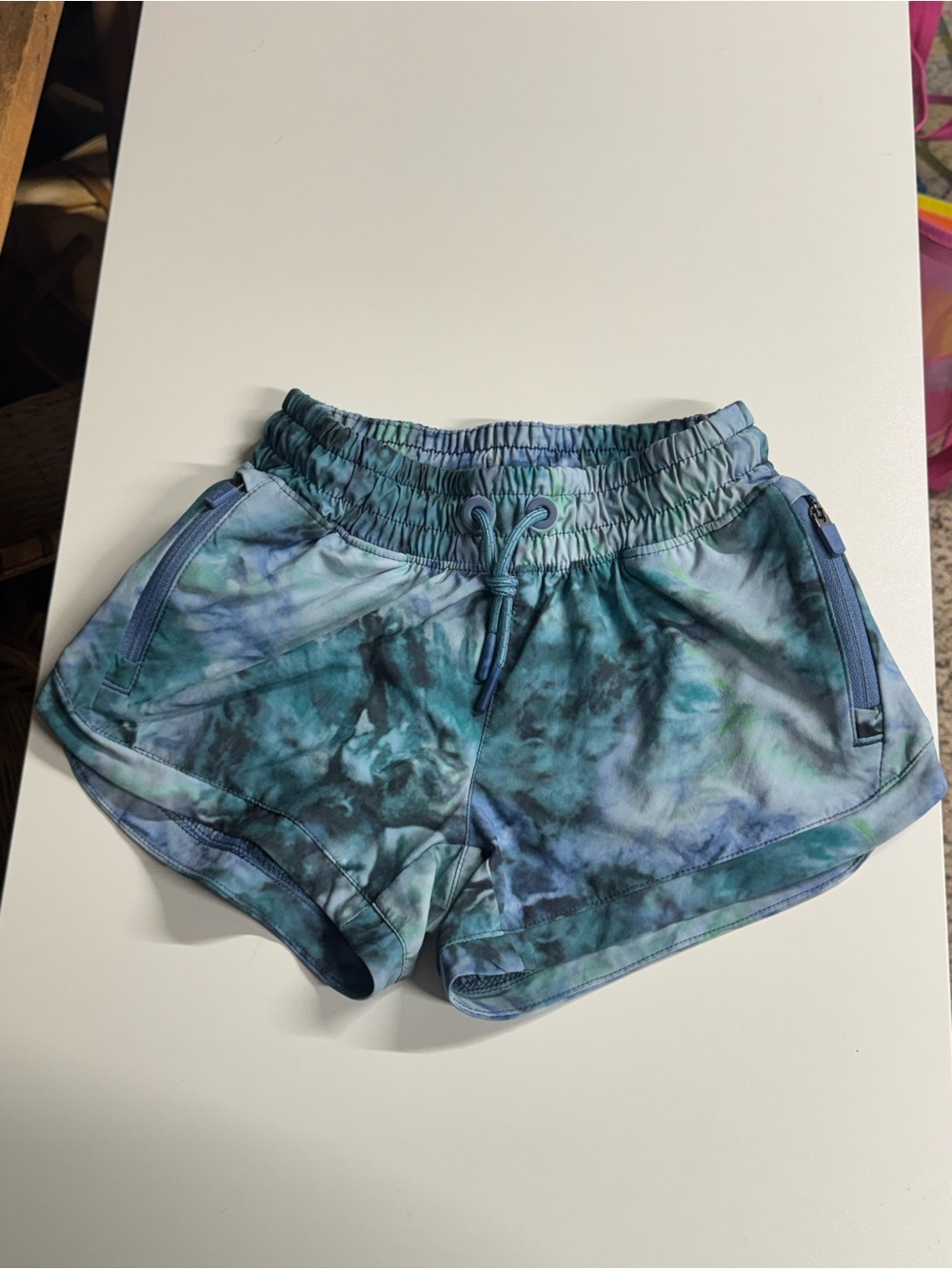 Athleta Girl Tie-Dye Active Shorts in Blue-Green